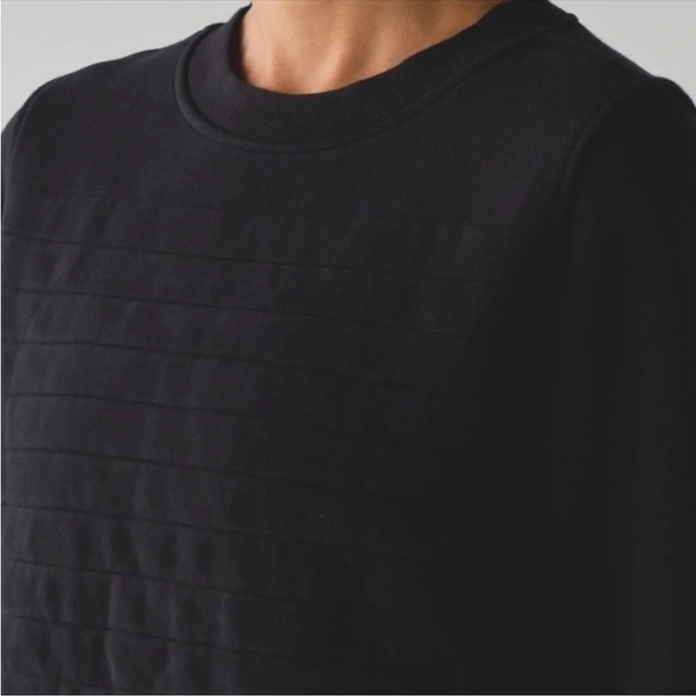 Lululemon Be True Crew Neck Black Fleece Sweatshirt Top 8